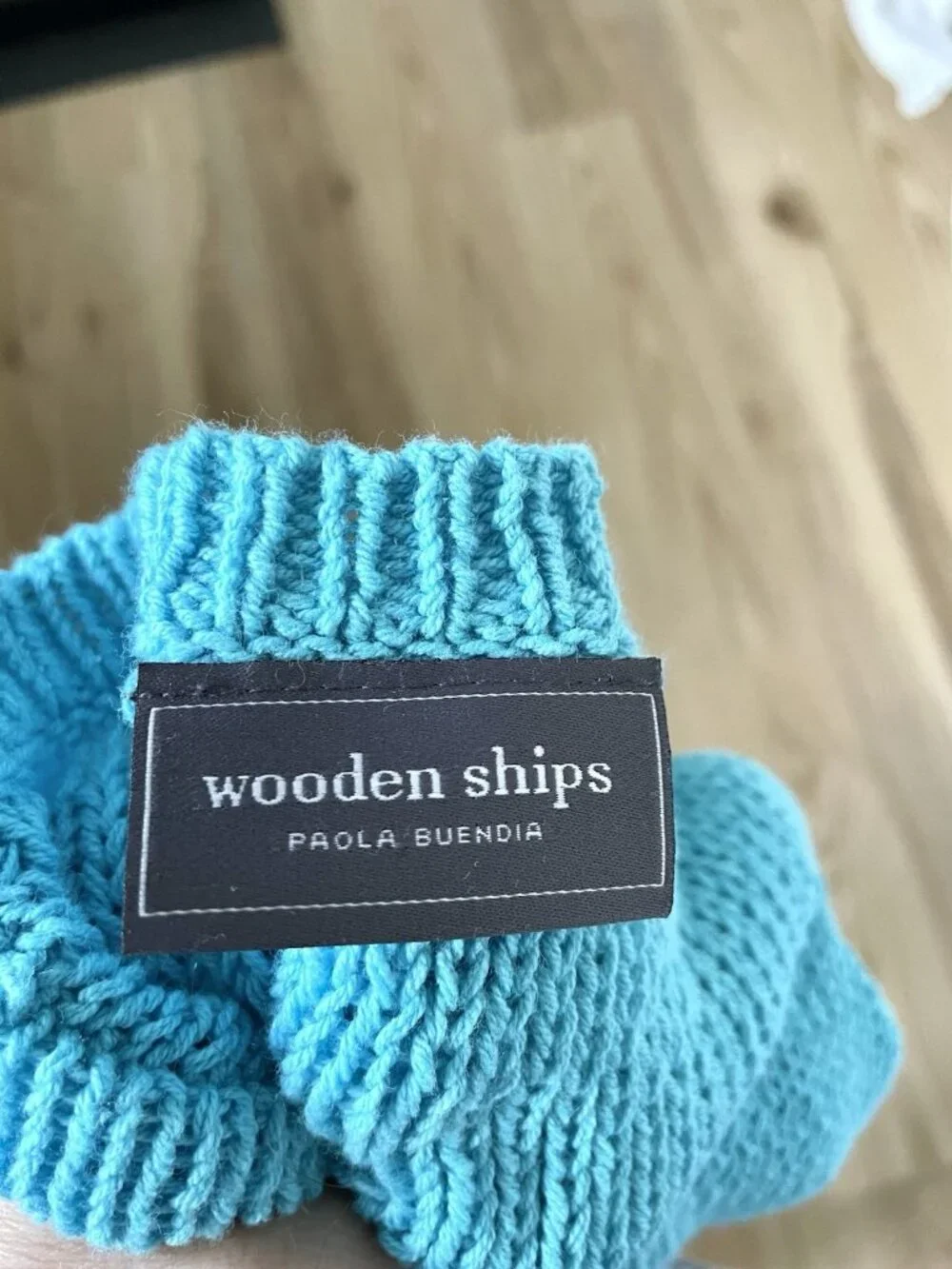 WOODEN SHIPS Open-Knit Chunky Oversized Pull-Over Sweater Turquoise size X/L